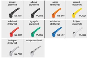 Klemmhebel Zinkdruckguss mit Innengewinde, Gewindeeinsatz Stahl blau passiviert